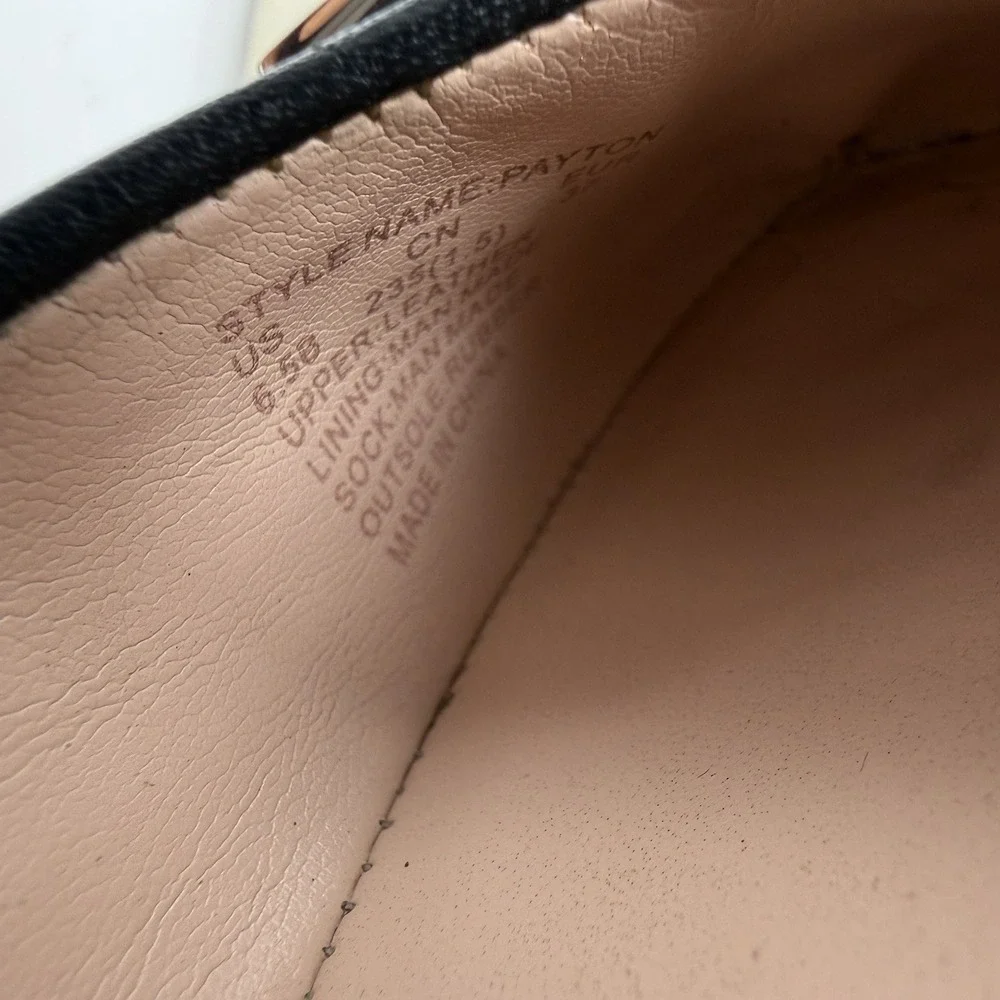 Kate Spade Payton Ballet Flats Black Leather Silver Logo Size 6.5B Slip-On